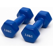 PremiumPort Vinyl Demir Dambıl Seti 3 kg x 2 Adet, El Ağırlığı, Lacivert
