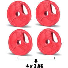 PremiumPort Kırmızı Grip Plate 1 Kg, 4'lü Set, Güç ve Direnç Artırıcı Ekipman