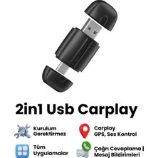 Azurtech Carplay Dönüştürücü 2in1 USB Mini Kablosuz Carplay Ios Android Uyumlu USB ve Type-C