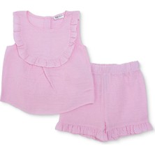 Hellobaby Hellobaby Kız Bebek Bluz-Şort Bisiklet Yaka Kısa Paça Atlet