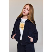 DeFacto Fermuarlı Hırka Kız Çocuk G6822A826SP Pamuk-Polyester Kumaş Normal Kalıp Siyah-BK81 Renk