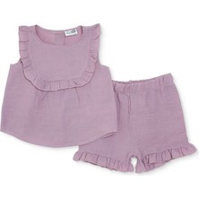 Hellobaby Hellobaby Kız Bebek Bluz-Şort Bisiklet Yaka Kısa Paça Atlet