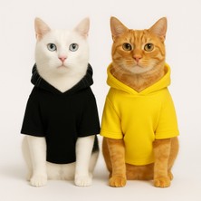 Feyza Design Sarı ve Siyah Renklerde Yavru ve Orta Boy Kedilere Uygun Sweatshirt Seti