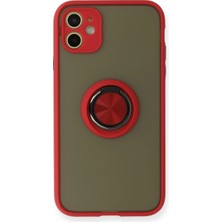 LTG Nova Iphone 11 Kılıf Montreal Yüzüklü Silikon Kapak - Kırmızı