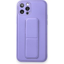 LTG Nova Iphone 12 Kılıf Coco Deri Standlı Kapak - Koyu Lila