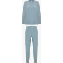 Penti Gri Chill Time Kayık Yaka Termal Etkili Pijama Takımı
