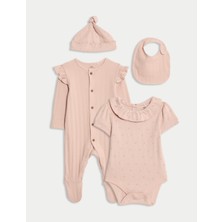 Marks & Spencer 4'lü Pamuk Karışımlı Çiçekli Başlangıç Seti (0–9 Ay)