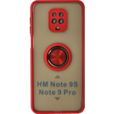 SiHako Redmi Note 9 Kılıf Montreal Yüzüklü Silikon Kapak - Kırmızı