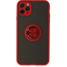 SiHako Iphone 11 Kılıf Montreal Yüzüklü Silikon Kapak - Kırmızı