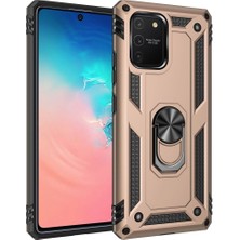 SiHako Galaxy A91 / S10 Lite Kılıf Sofya Yüzüklü Silikon Kapak - Gold