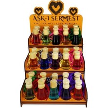 Koku Hanem Toptan Aşk-I Sermest Turuncu Ahşap Standlı 120 Adet 8 ml Mango & Kavun Araç Parfümü Oto Araba Kokusu