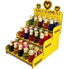 Koku Hanem Toptan Aşk-I Sermest Sarı Ahşap Standlı 120 Adet 12 ml Kırmızı Gül Araç Parfümü Oto Araba Kokusu