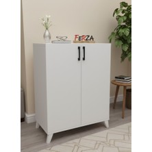 Ferza Mobilya Kapaklı Ayakkabılık ve Çok Amaçlı Dolap - Kiler Dolabı-Beyaz