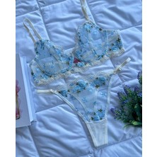 Arona Lingerie Büyük Beden Çiçekli Brode Dantelli Desteksiz Sütyen Takımı - C Kap - A-137