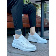 Baybonza BA0307 Boa Kalın Yüksek Taban Çift Bant Beyaz Erkek Ayakkabı