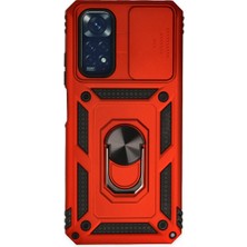 Pazarcan Redmi Note 11 Kılıf Pars Lens Yüzüklü Silikon - Kırmızı