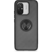 Pazarcan Redmi 12C Kılıf Montreal Yüzüklü Silikon Kapak - Siyah