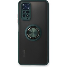 Pazarcan Redmi Note 11 Kılıf Montreal Yüzüklü Silikon Kapak - Yeşil