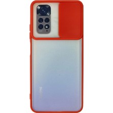 Pazarcan Redmi Note 11 Kılıf Palm Buzlu Kamera Sürgülü Silikon - Kırmızı