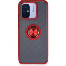 Pazarcan Redmi 12C Kılıf Montreal Yüzüklü Silikon Kapak - Kırmızı