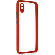 Pazarcan Redmi 9A Kılıf Miami Şeffaf Silikon - Kırmızı