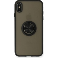 Pazarcan Iphone Xs Kılıf Montreal Yüzüklü Silikon Kapak - Siyah