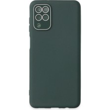 Pazarcan Galaxy A22 Kılıf Lansman Glass Kapak - Koyu Yeşil