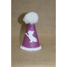 Feyza Design Lila Eva Lastikli Kedi Parti Şapkası Ponponlu 13 Cm, Eğlenceli ve Şık