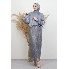 Burçin Takım Abiye Koyu Gri