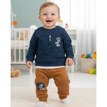 Ege Bebek Erkek Bebek Mevsimlik Fermuar Detaylı 6-9-12-18-24 Aylık 2'li Cool Bebek Takımı