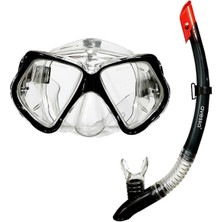 PremiumPort Yetişkin Siyah Ayarlanabilir Yüzücü Şnorkeli ve Maskesi, Havuz ve Deniz Için