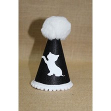 Feyza Design Siyah Eva Kedi Doğum Günü Parti Şapkası, Lastikli, 7,5 cm Çap, 13 cm Boy