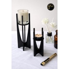 3art Metal Dekorasyon 2'li Mumluk Seti – Modern Dekoratif Mum Standı - Salon, Masa & Hediye Dekoru