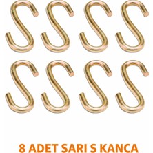 Primeaks Sarı S Kanca 8 Adet | Galvanizli Çelik Askı Kancası | Bahçe, Mutfak, Atölye Kullanımı