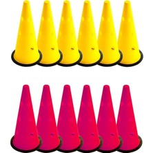 PremiumPort 12'li 40 cm Delikli Kauçuk Tabanlı Antrenman Huni Seti Çift Renk