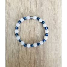 Mk Tasarım Gerçek Aytaşı Bileklik-Nazar Boncuklu - MKT.1.101.53 Rahatlatıcı, Dinginlik, Enerji Bilekliği