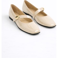 Slipcat Kadın Rugan Babet Şık Tokalı Ortopedik Taban Günlük Ayakkabı