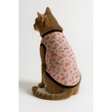 Feyza Design Sezon Yeniliği Pembe Çiçekli Köpek ve Kedi Atlet M Bedeni