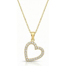 Zümrüt Sarraf 14 Ayar Altın Zirkon Taşlı Kalpli Kolye