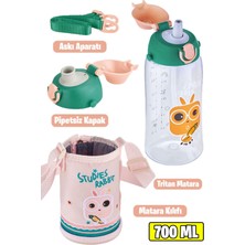 PremiumPort 700 ml Büyük Boy Çift Kapaklı Tritan Su Şişesi, Pipetli ve Pipetsiz