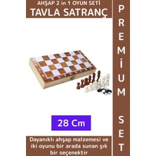 Wintoup Özel Üretim Arkadaş Oyun Hediyelik Ahşap Kutulu Tavla Dama Satranç Kompakt Premium Oyun Seti 28 cm