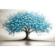 Arterior Wallpaper Akrilik Mavi Yapraklı Ağaç Poster Duvar Kağıdı