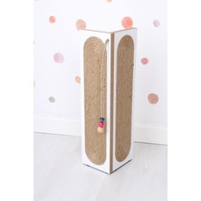 Feyza Design Beyaz Köşe Tırmalama Tahtası, Boncuk Detaylı, Evcil Hayvan Oyuncağı