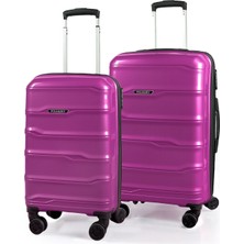 Polo&sky Azra Model Mor Pp Kırılmaz 2'li Kabin Boy + Orta Boy Valiz Seti