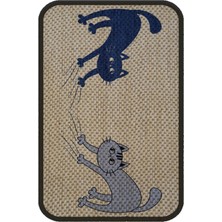 Feyza Design Sevimli Desenli Kedi Tırmalama Paspası 58X37 Cm, Ev Dekoruna Şıklık Katın