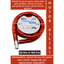 Wintoup Premium Kesme Kırılmaya Dayanıklı Pvc Dış Kaplama Katlanabilir Motor Bisiklet Kilidi 22 mm x 150 cm