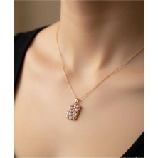 Glimz Jewelry Pembe Çiçekli Sanat Tablosu Çelik Kolye