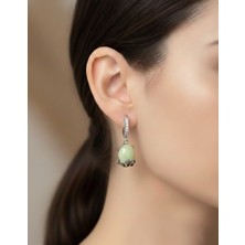 925 Ayar Gümüş Florit Taşlı Gece Parlayan Fosforlu Kadın Küpe Sevgililer Günü Hediye