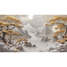 Arterior Wallpaper Altın Çiçekli Ağaçlar ve Manzara Poster Duvar Kağıdı