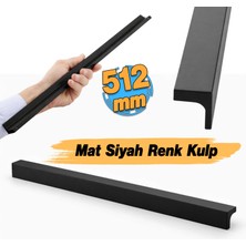 Badem10 Lada Mat Siyah Metal 512 mm 51.2 cm Uzun Mobilya Çekmece Dolap Kulpları Mutfak Dolabı Kapak Kulbu